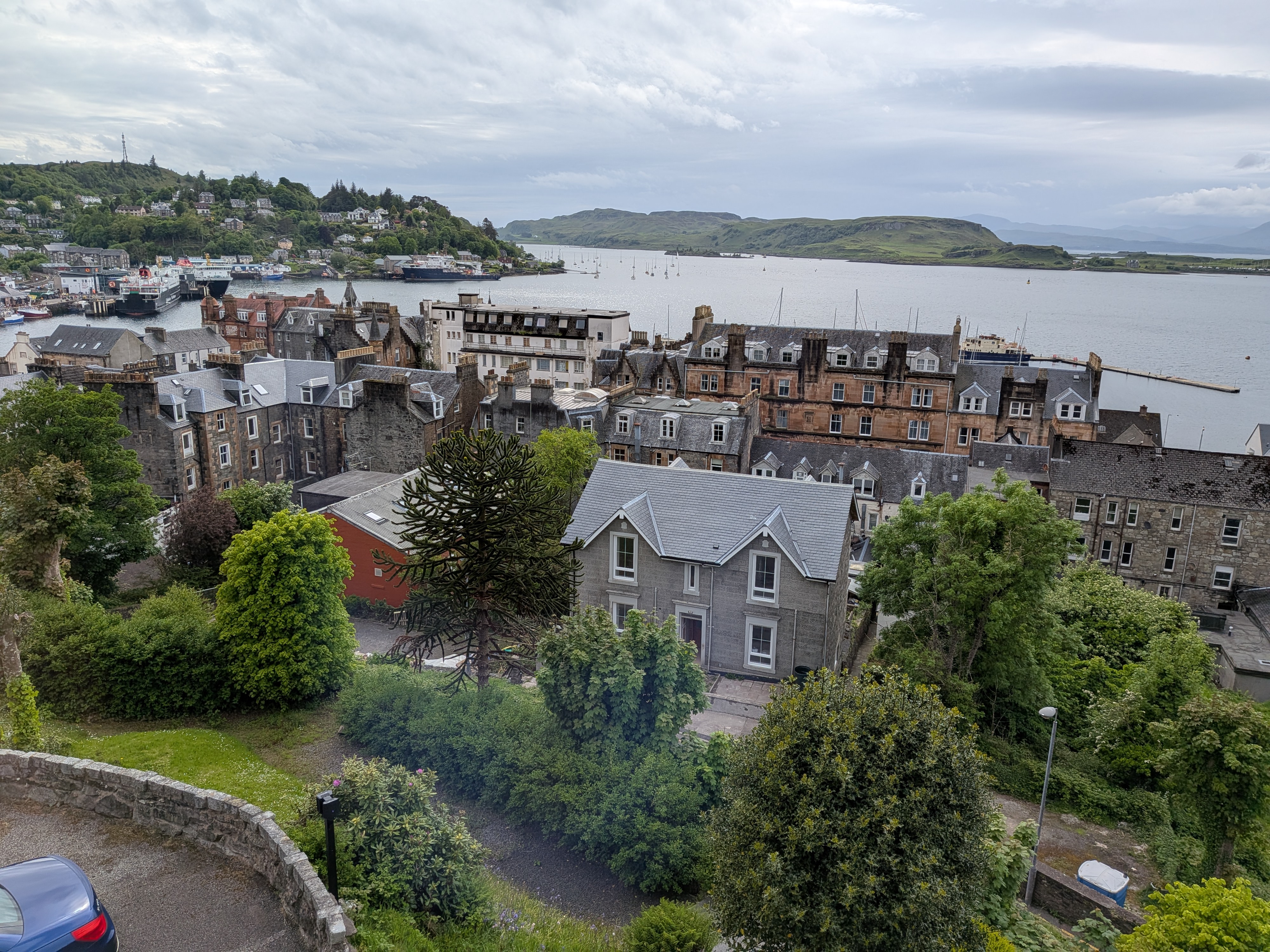 View of the harbor of Oban from our room at Greystones