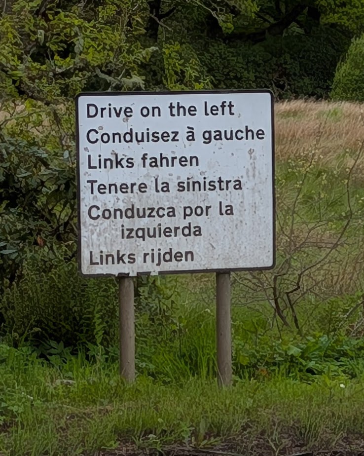 Sign entering A82 from the parking lot of Faith's Cafe in Spean Bridge