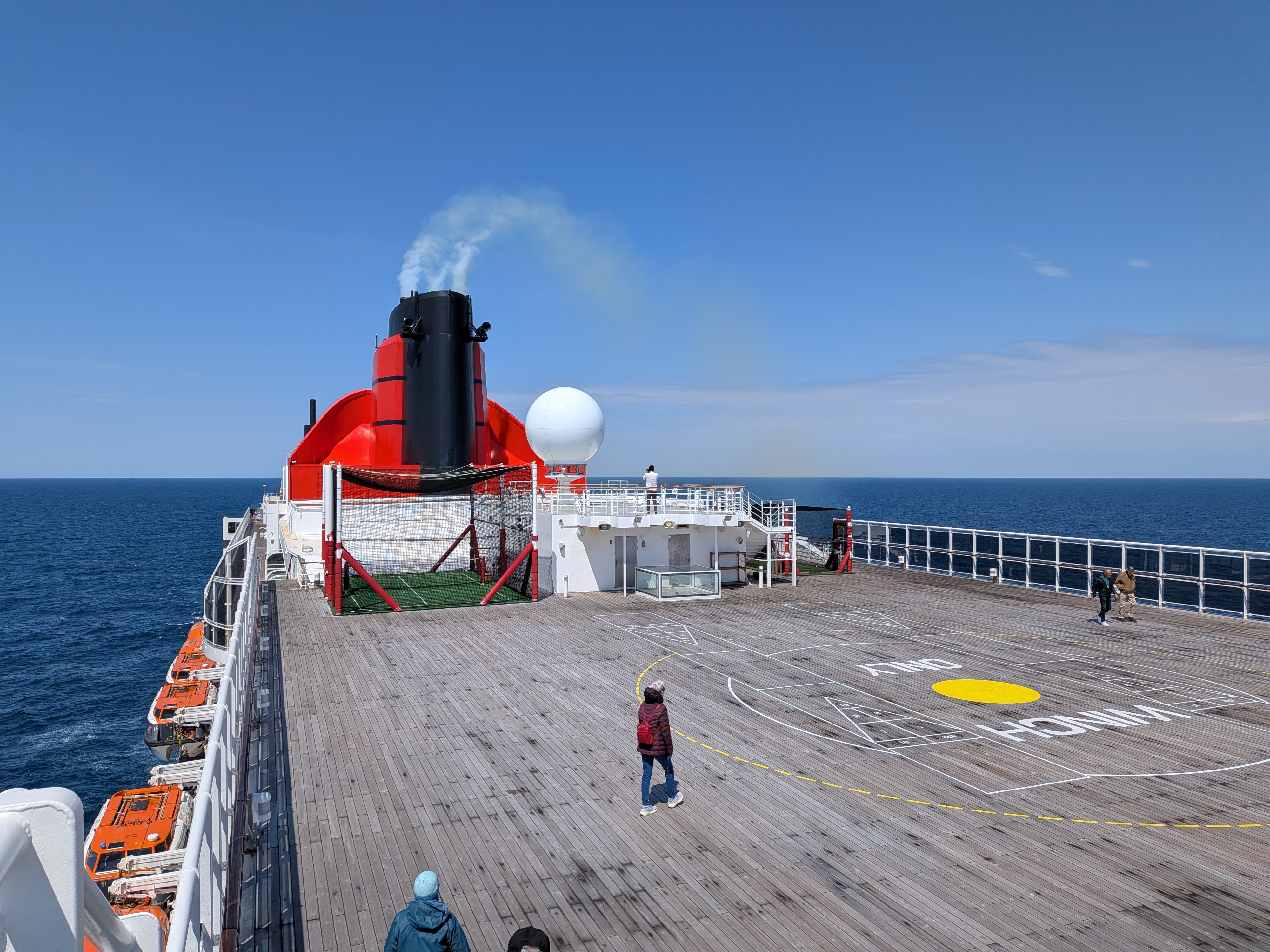 Top deck of the Queen Mary 2