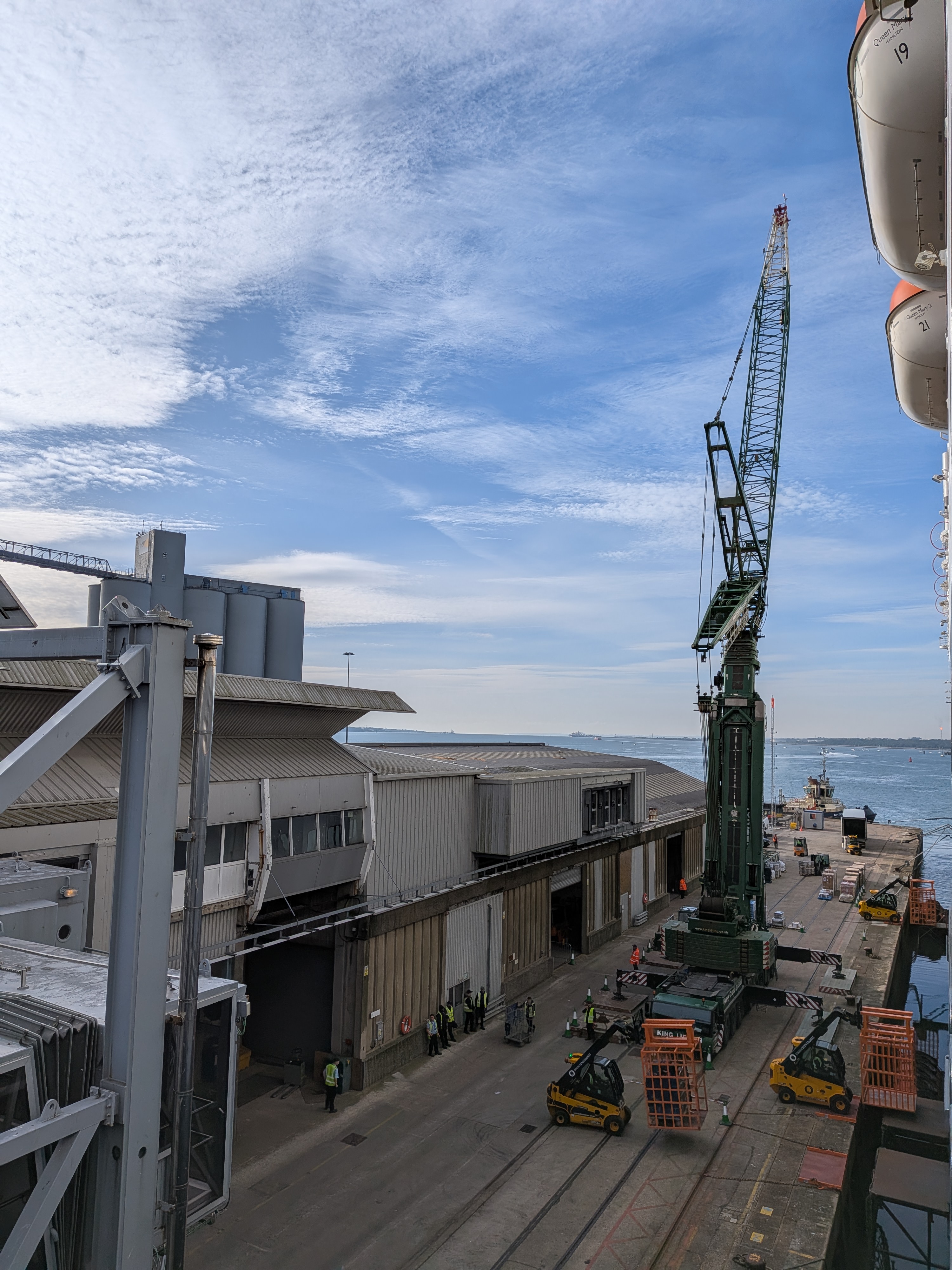 View from the Queen Mary 2, docked in Southampton