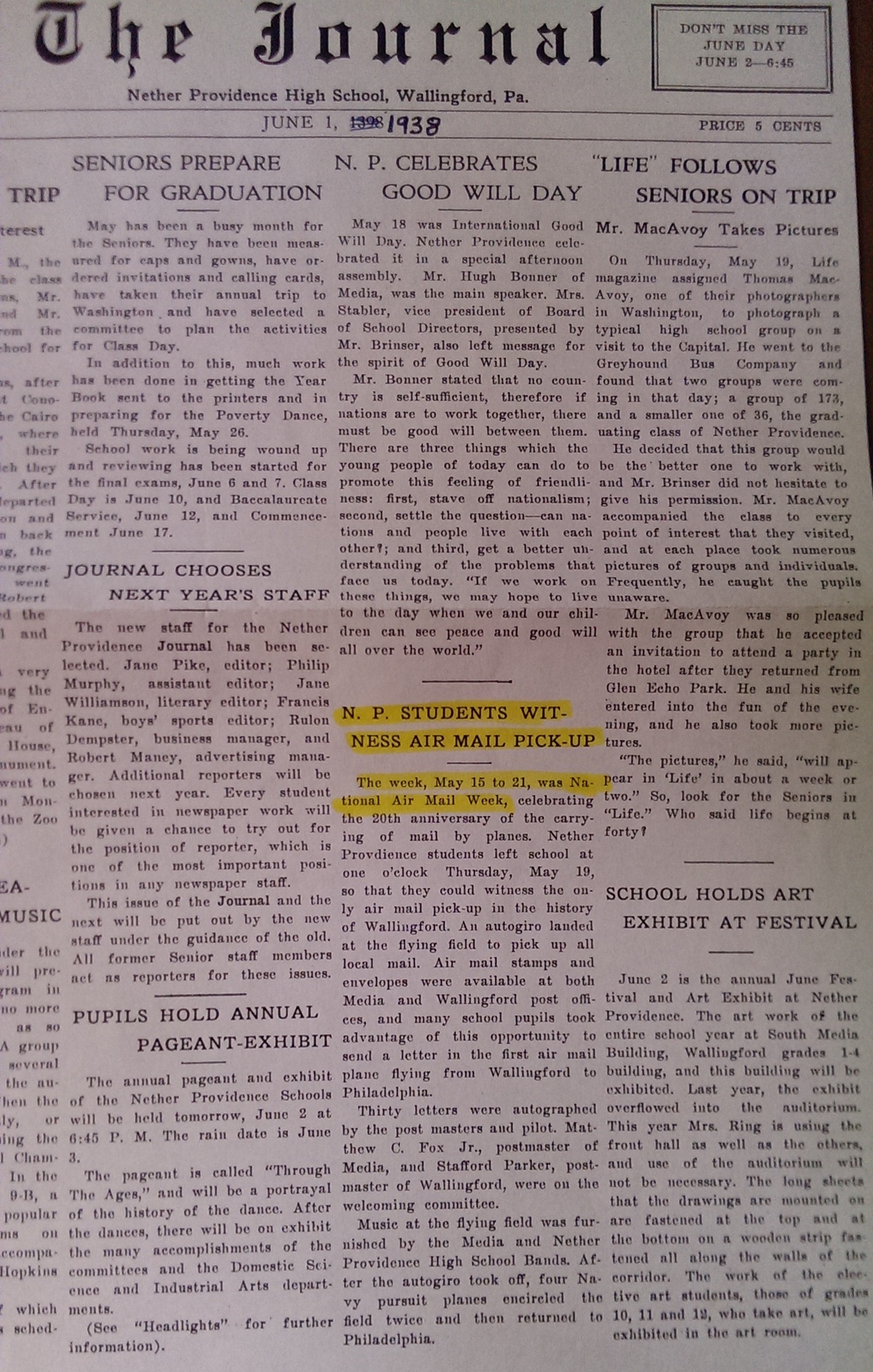 Article from the Nether Providence HS Journal